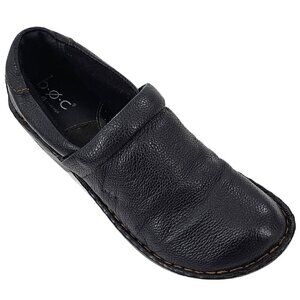 BOC Born Concept Peggy Black Pebbled Leathe rSlip-On Clogs SC3433 Shoes Size 8M